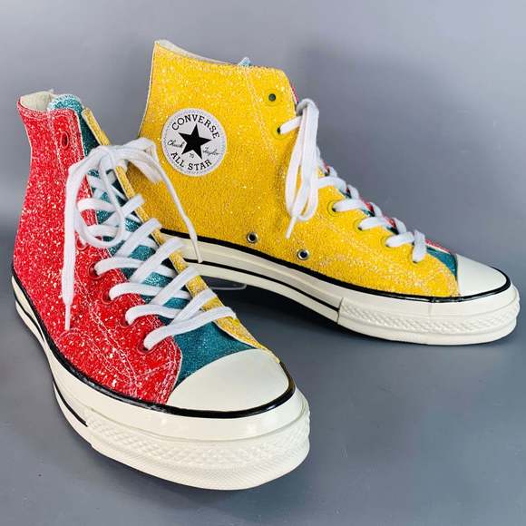 CONVERSE x JW ANDERSON Yellow Blue Red Glitter Coated Canvas High
